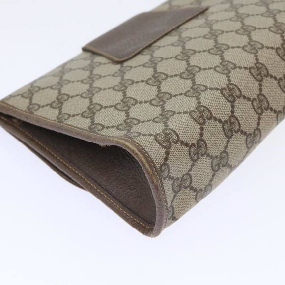 GUCCI GG Canvas Web Sherry Line Clutch Bag PVC Leather Beige Red Auth ep1335 - Picture 16 of 16